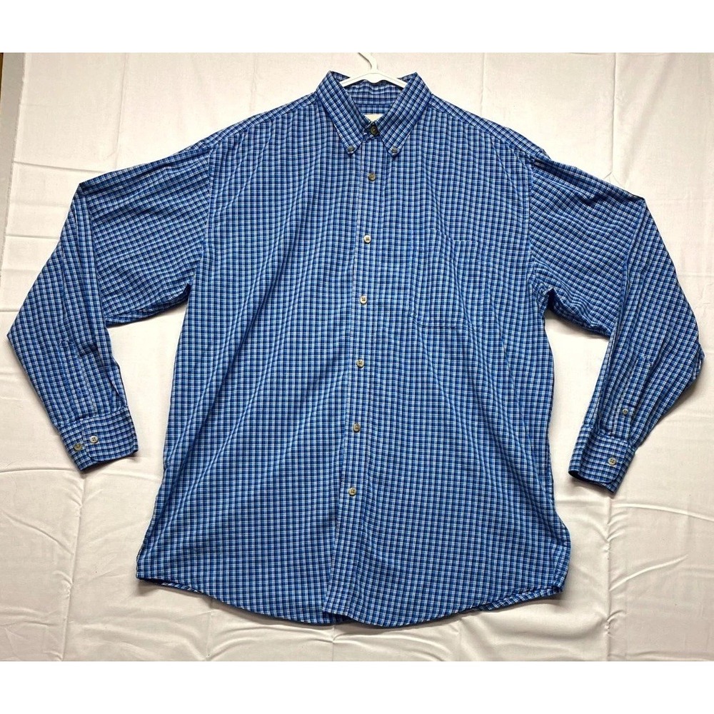 Wrangler Riata Shirt Mens XL Blue Check Long Sleeve Casual Button Down Outdoor
